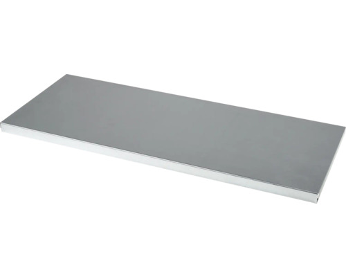 Rechteckiger Fachboden aus verzinktem Stahl für Metallregalsysteme.