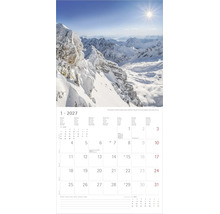 Wandkalender für Jänner 2027 mit einem Panoramablick vom Gipfel der Zugspitze in Bayern.