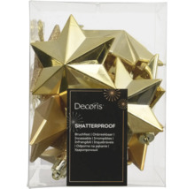 Goldfarbener Weihnachtsbaumschmuck Sterne aus Kunststoff, bruchfest, glänzende und glitzernde Oberflächen, Marke Decoris.