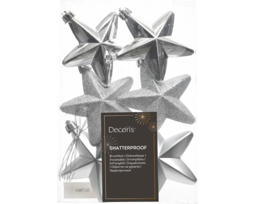 Bruchfester Christbaumschmuck Sterne Set von Decoris in glitzernder, matter und glänzender Ausführung.
