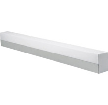 Lineare LED-Wandleuchte mit weißem Diffusor und grauem Gehäuse.