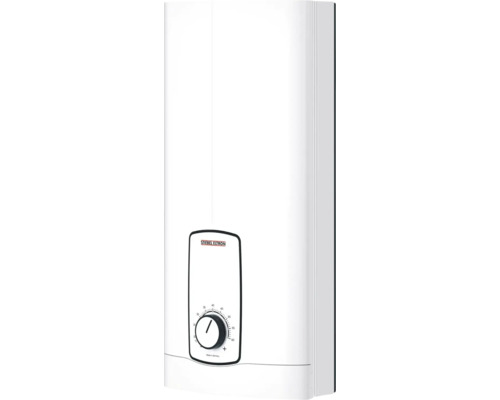 Weißer Stiebel Eltron Durchlauferhitzer mit Drehregler zur Temperatureinstellung von 30 bis 60 Grad Celsius.