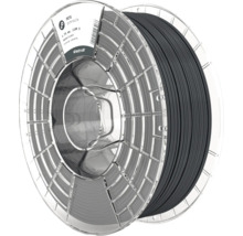 Extrudr PETG 3D-Drucker Filament in Anthrazit, 1,75 Millimeter Durchmesser, 1100 Gramm auf einer transparenten Spule.