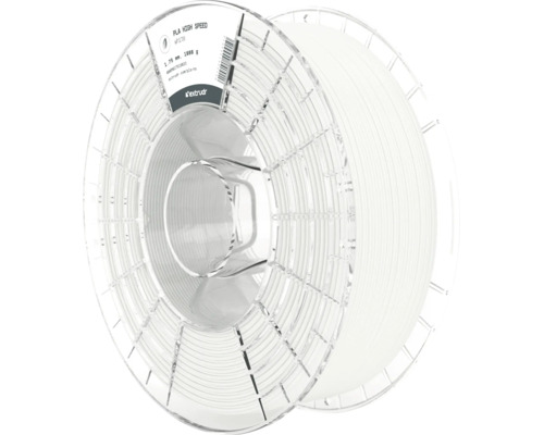 Extrudr PLA High Speed 3D-Druck Filament in Weiß auf transparenter Spule, 1,75 Millimeter, 1000 Gramm.
