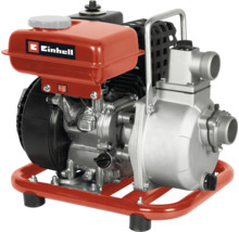 Einhell Benzin-Wasserpumpe mit Metallrahmen, rotem Tank und silbernem Pumpengehäuse.