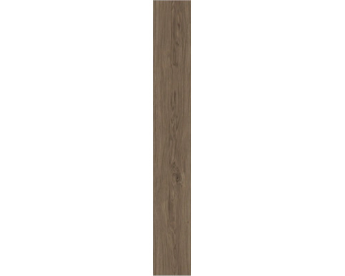 Bodenplanke mit Holzmaserung und Astlöchern in Eichenoptik.