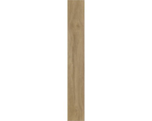 Laminatboden in Eichenoptik mit natürlicher Holzmaserung und Astlöchern.