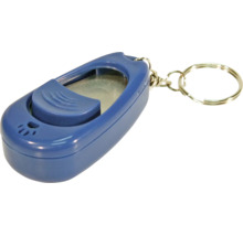 Blauer Clicker für das Hundetraining mit Schlüsselanhänger.