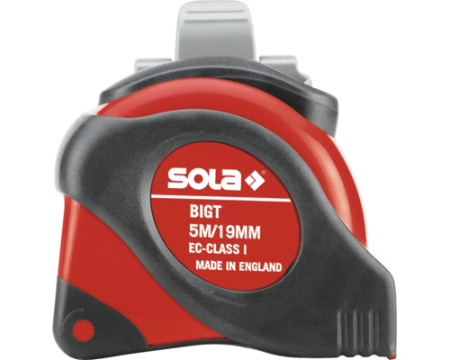 Sola Rollmaßband BIGT 5 Meter 19 Millimeter, Genauigkeitsklasse eins, ergonomisches Kunststoffgehäuse.