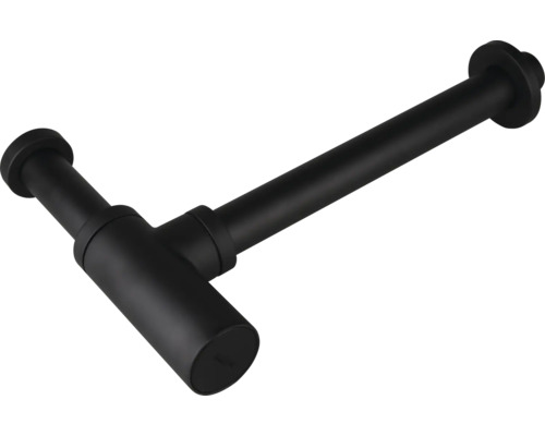 Flaschensiphon aus Metall in Schwarz für Waschbecken.