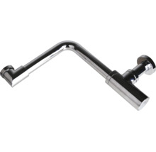 Verchromter Design-Siphon für Waschbecken aus Metall.