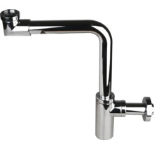 Flaschensiphon aus verchromtem Metall für Waschbecken.