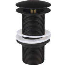 Ablaufgarnitur für Waschbecken mit Push-Open-Funktion in Schwarz matt.