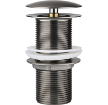 Pop-up Ablaufventil für Waschbecken aus Metall mit Gewinde und Dichtungsringen.