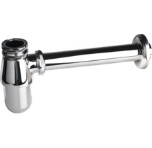 Verchromter Flaschensiphon aus Metall für Waschbecken.