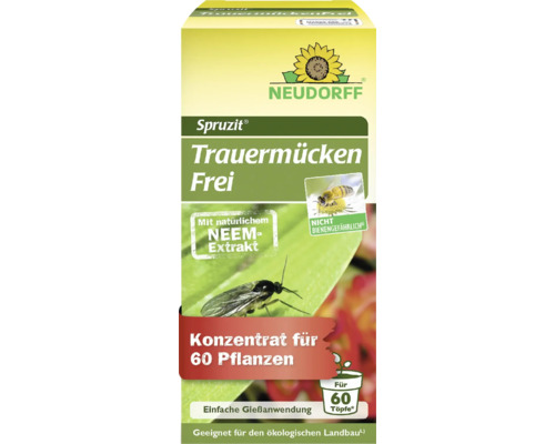 Neudorff Logo auf Spruzit TrauermückenFrei Konzentrat mit Neem-Extrakt zur Bekämpfung von Trauermücken für 60 Pflanzen, geeignet für den Bio-Landbau.