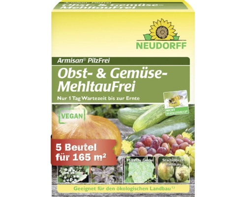 Neudorff Armisan PilzFrei Obst- und Gemüse-MehltauFrei, 5 Beutel für 165 Quadratmeter, vegan und bienenfreundlich, für den ökologischen Landbau.