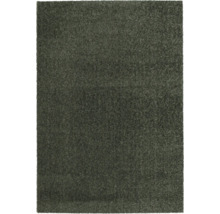 Rechteckiger Hochflor-Teppich in Dunkelgrau mit weicher, strukturierter Oberfläche.