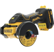 Bürstenloser DeWalt Akku-Trennschleifer für verschiedene Materialien mit Trennscheibe und Schutzhaube.