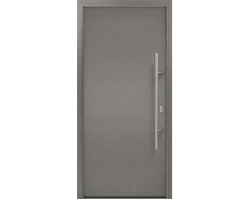 Haustür EcoStar ISOPRO IP 010 1100 x 2100 mm Rechts CH703 anthrazit metallic inkl. Beschlag-Set,Edelstahl Stangengriff,Sicherheitsprofilzylinder mit 5 Schlüsseln Graue Haustür mit Edelstahlgriff