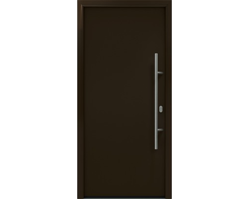 Haustür EcoStar ISOPRO IP 010 1100 x 2100 mm Rechts RAL 8028 terrabraun inkl. Beschlag-Set,Edelstahl Stangengriff,Sicherheitsprofilzylinder mit 5 Schlüsseln Braune Haustür mit Griff