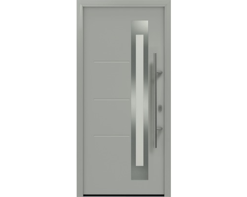 Haustür EcoStar ISOPRO IP 780S 1100 x 2100 mm Rechts RAL 9006 weißaluminium matt inkl. Beschlag-Set,Edelstahl Stangengriff,Sicherheitsprofilzylinder mit 5 Schlüsseln