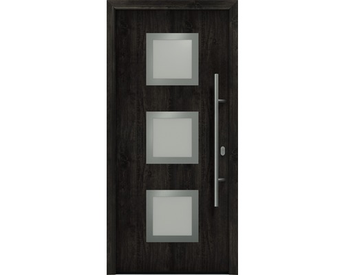 Haustür EcoStar ISOPRO IP 810S 1100 x 2100 mm Rechts night oak inkl. Beschlag-Set,Edelstahl Stangengriff,Sicherheitsprofilzylinder mit 5 Schlüsseln