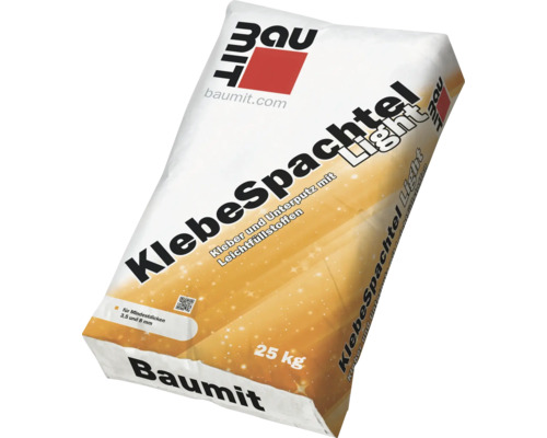 Baumit KlebeSpachtel Light, 25 Kilogramm Sack, Kleber und Unterputz mit Leichtfüllstoffen.