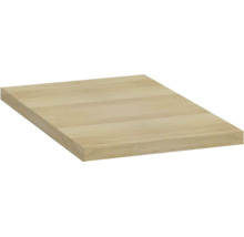 Rechteckige Leimholzplatte aus hellem Holz mit sichtbarer, natürlicher Holzmaserung.
