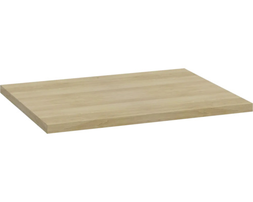 Rechteckiger Regalboden aus Holz mit Maserung.