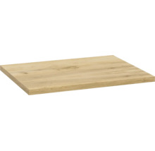 Wandboard in Eichenoptik mit natürlicher Holzmaserung, rechteckiges Regalfach.