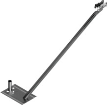 Firstlattenhalter aus verzinktem Stahl mit Grundplatte und langem Haltearm zur Befestigung auf dem Dach.
