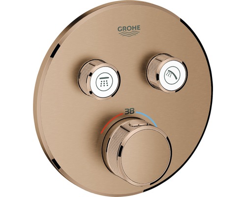Unterputz Thermostat-Brausearmatur Grohe SmartControl 29119DL0 sunset gebürstet Grohe Logo Thermostatarmatur mit zwei Reglern und einem Temperaturregler