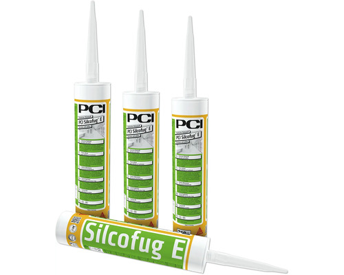 Vier Kartuschen PCI Silcofug E elastischer Dichtstoff für innen und außen.
