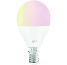 Smarte LED-Glühbirne in Tropfenform mit E14-Sockel und Mesh-Color-Technologie für farbige Beleuchtung.