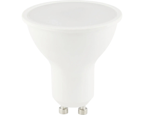 Weiße LED-Reflektorlampe mit GU10-Sockel.