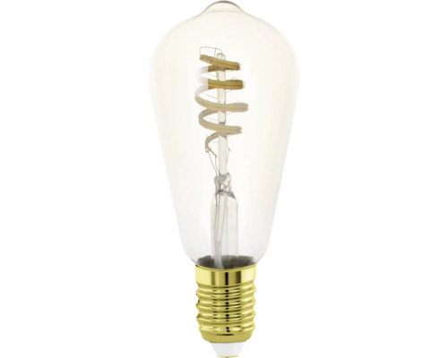 LED-Leuchtmittel in Vintage-Edison-Form mit Spiralfilament und E14-Sockel, klares Glas.