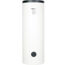 Zylindrischer Kospel Warmwasserspeicher in Weiß mit analoger Temperaturanzeige.