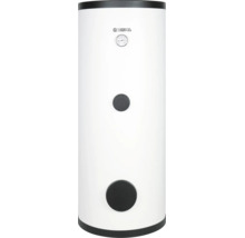 Kospel Warmwasserspeicher, vertikal und zylindrisch, mit Temperaturanzeige und zwei runden Abdeckungen.