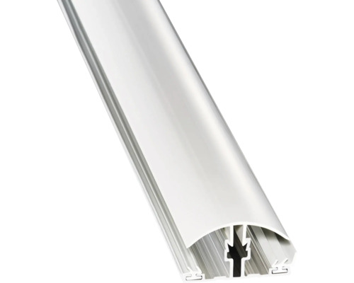 Aluminiumprofil für LED-Streifen mit gewölbter Abdeckung zur Montage.