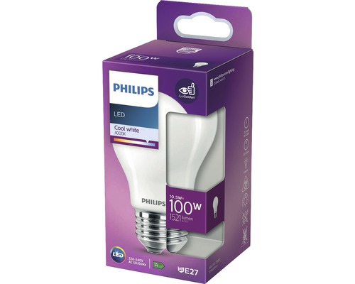 LED Lampe Philips E27/10,5W(100W) 1521 lm 4000 K Birnenform Neutralweiß Milchglas