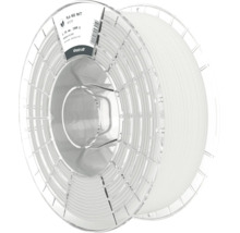 Extrudr PLA NX2 Matt Filament in Weiß, 1,75 Millimeter, 1000 Gramm auf einer transparenten Spule mit Extrudr Logo.