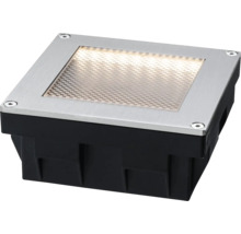 Quadratischer LED Bodeneinbaustrahler aus Edelstahl mit strukturiertem Glas.