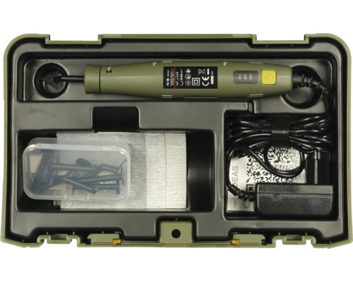 Proxxon Pen Sander PS 13 Set im Koffer mit Schleifwerkzeugen und Netzgerät.
