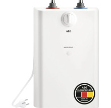 AEG Kleinspeicher in Weiß mit Temperaturregler und Netzstecker.