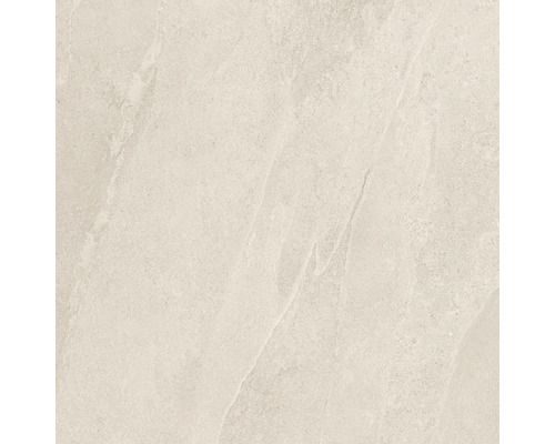 Feinsteinzeugfliese mit Natursteinoptik in Beige, strukturierte Oberfläche mit feiner Maserung.