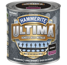 Dose Hammerite Ultima Metallschutzlack in Schwarz mit Hammerschlag Effekt, AkzoNobel Logo. Ohne Grundierung direkt auf Rost anwendbar.