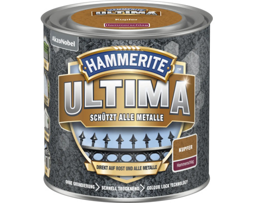 Hammerite Ultima Metallschutzlack Kupfer Hammerschlag fuer alle Metalle direkt auf Rost und schnell trocknend ohne Grundierung.