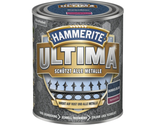 Hammerite Ultima Metallschutzlack, Hammerschlag dunkelblau, direkt auf Rost und alle Metalle, ohne Grundierung, schnell trocknend.