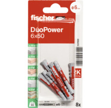 Fischer DuoPower Universaldübel 6 mal 50 Millimeter, 8 Stück.